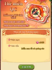 Thẻ Miễn Quảng Cáo - Nấm Lùn Tiến Lên