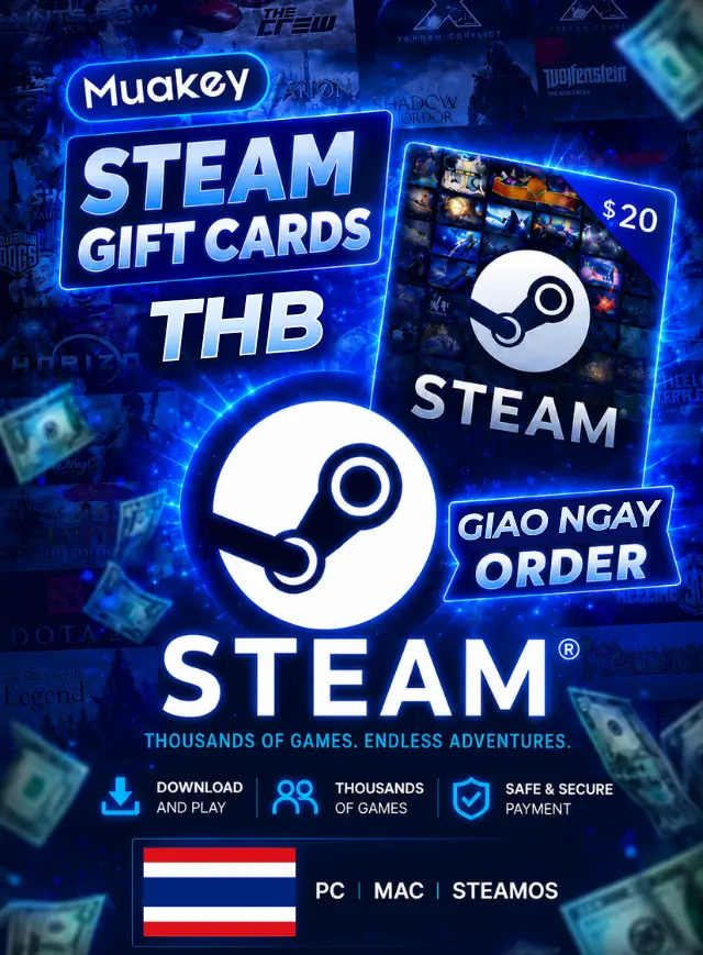 50 THB Steam Wallet Card Có sẵn - Có thể sử dụng tài khoản Việt Nam