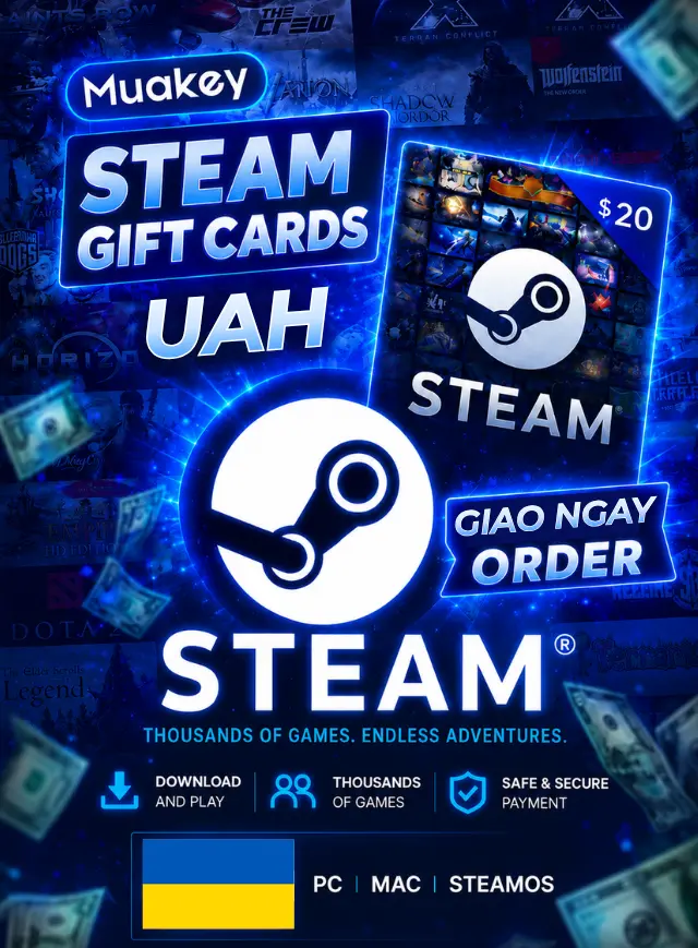 UAH Steam Wallet Gift Card Ukraine - Sử dụng mua game giá rẻ tại Ukraina