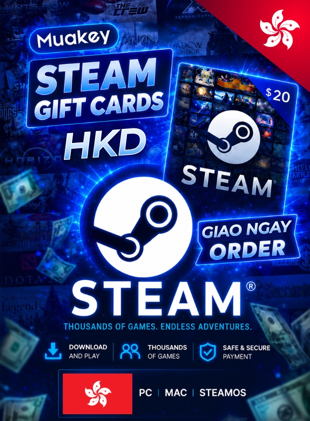 HKD Steam Wallet Card- Cần mua gói chuyển vùng nếu sử dụng ở VN